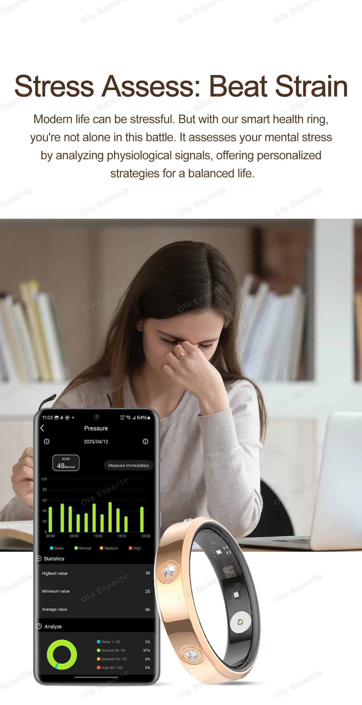 ✨ BalanceRing Diamond – Super smal (6.3mm), stijlvol & slim: jouw modebewuste ring met hartslag-, stress- & gezondheidsmonitoring